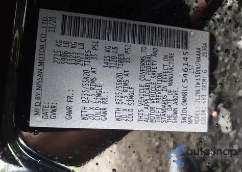 2020 Infiniti Qx60 Signature Edition Awd z USA, uszkodzony, nr VIN 5N1DL0MM8LC546145